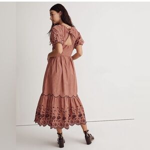 MADEWELL Embroidered Bubble Sleeve Midi Dress